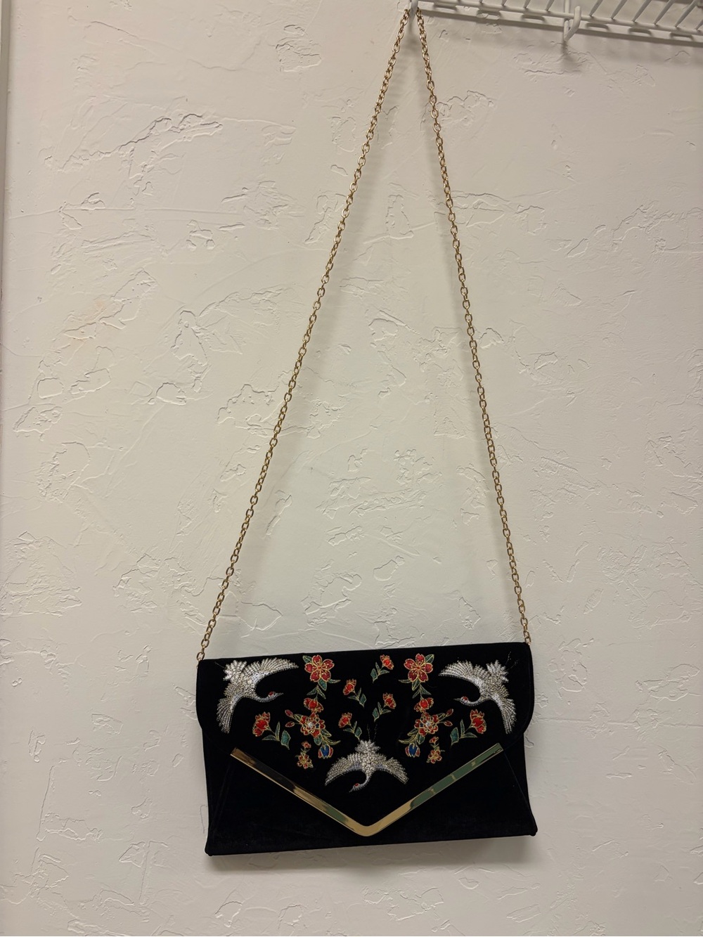 Neiman Marcus Black Velvet Evening Bag with Gold Hardware